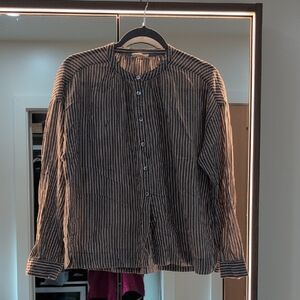 Poetry Navy and White Striped Blouse